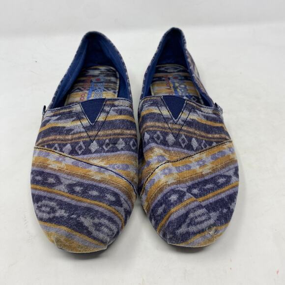 BOBS by Skechers Navy Orange Aztec Print Slip On Flats Women Size 8 - Picture 3 of 8